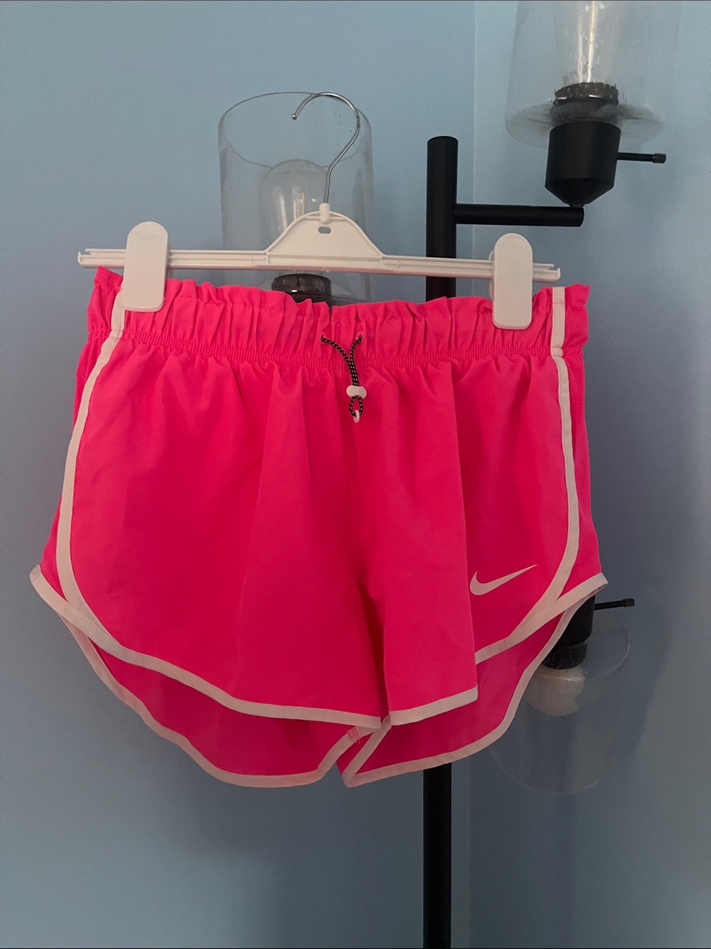 Nike Women's Neon Pink Athletic Shorts with White Trim
